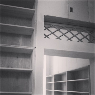 That same window! Now, used above a doorway inside the space.